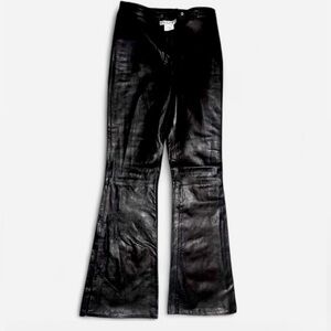 Black Flared Leather Pants
